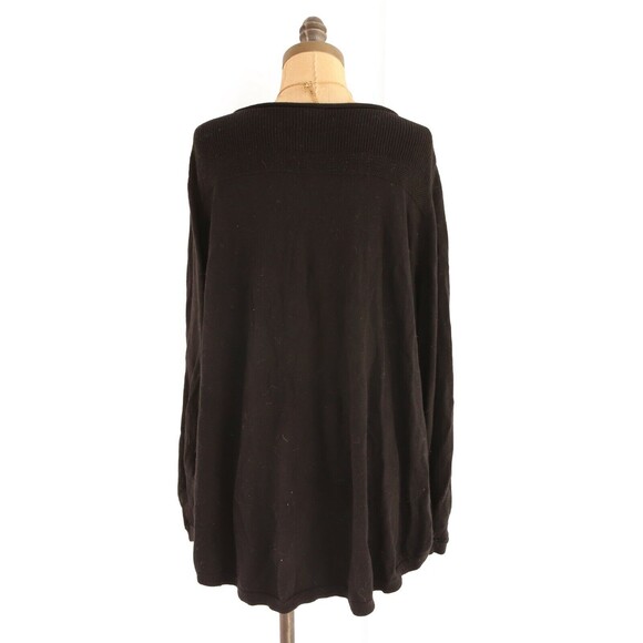 Caslon Bishop Sleeve Sweater Top Size L Tunic Cotton Blend Black EUC B59 - Picture 3 of 6